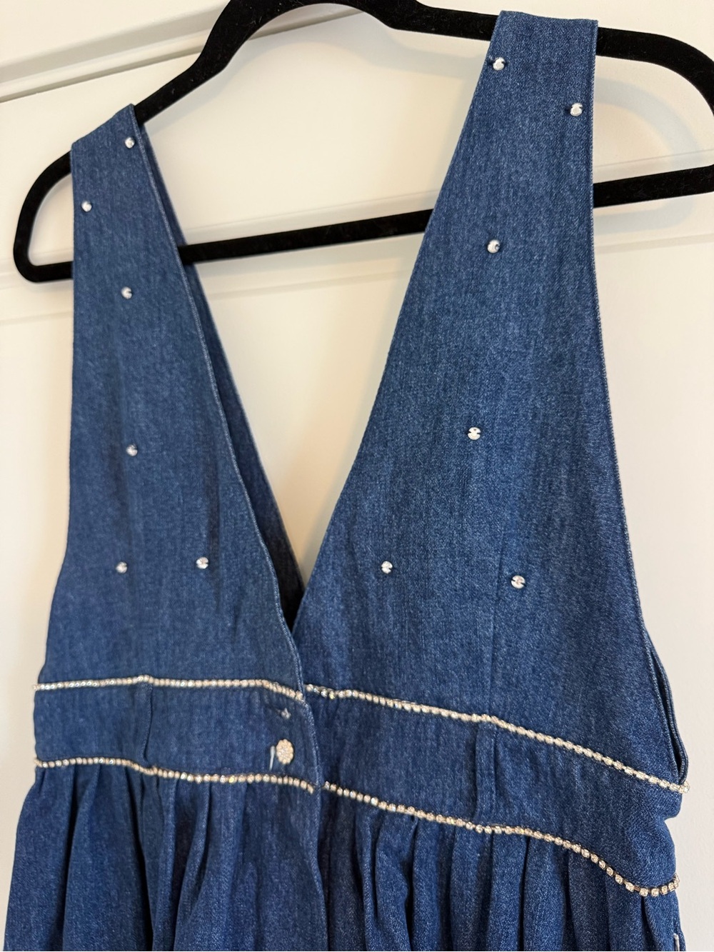 Free People Blue Denim Embroidered Mini Dress - Picture 4 of 6